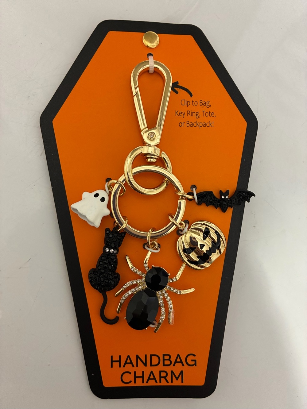 True to Form Halloween Handbag Charm Keychain - Black & Gold